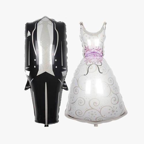 Large and small wedding room wedding decoration groom and bride balloons Valentine's Day wedding dress aluminum film balloons