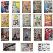 欧美复古铁皮画著名西方建筑动漫人物海报厂家直销金属工艺品挂画