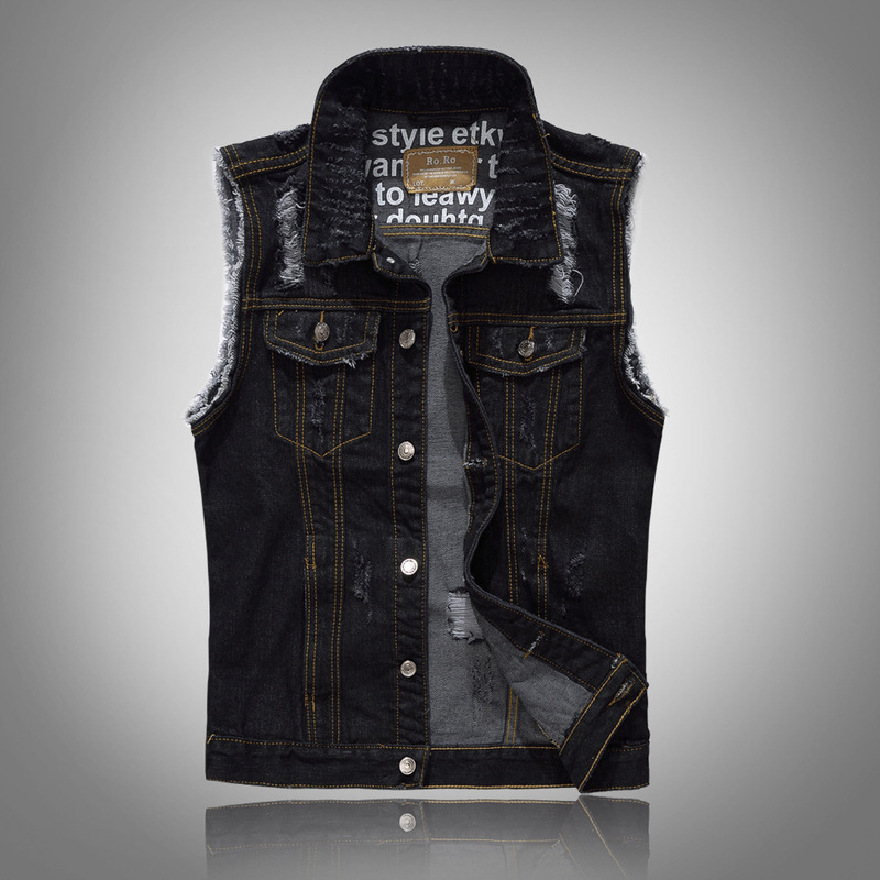 Plus size Korean style black Denim vest men's fashion brand men's youth sleeveless vest men's Denim waistcoat one generation