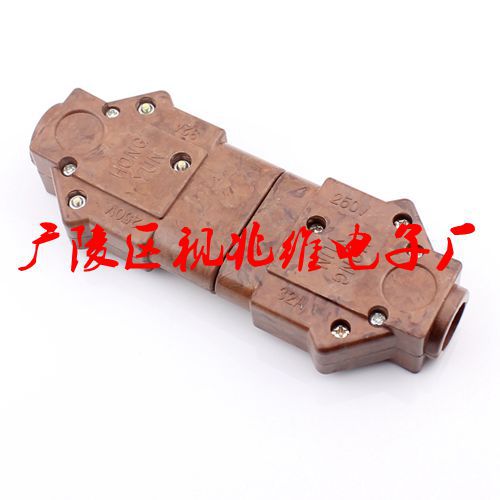 32A 圆针三芯对插 胶木插头舞台灯光硅箱直通柜电木插32A三芯