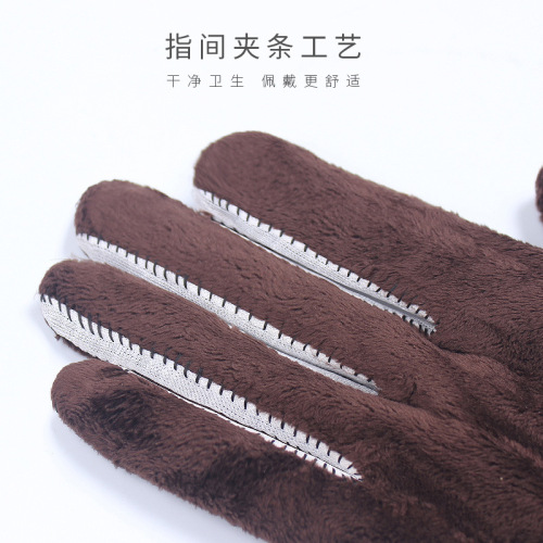 Leather gloves for women in autumn and winter, thickened with velvet, warm and fashionable, sheepskin pattern leather U touch screen gloves for hand repair and driving