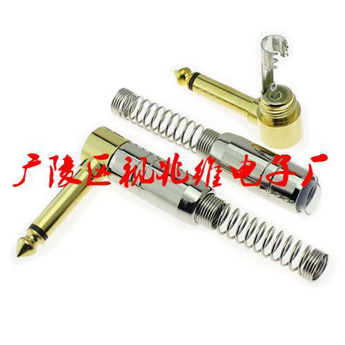 镀金6.35直角插头 单声道立体音频麦克风话筒6.5插头