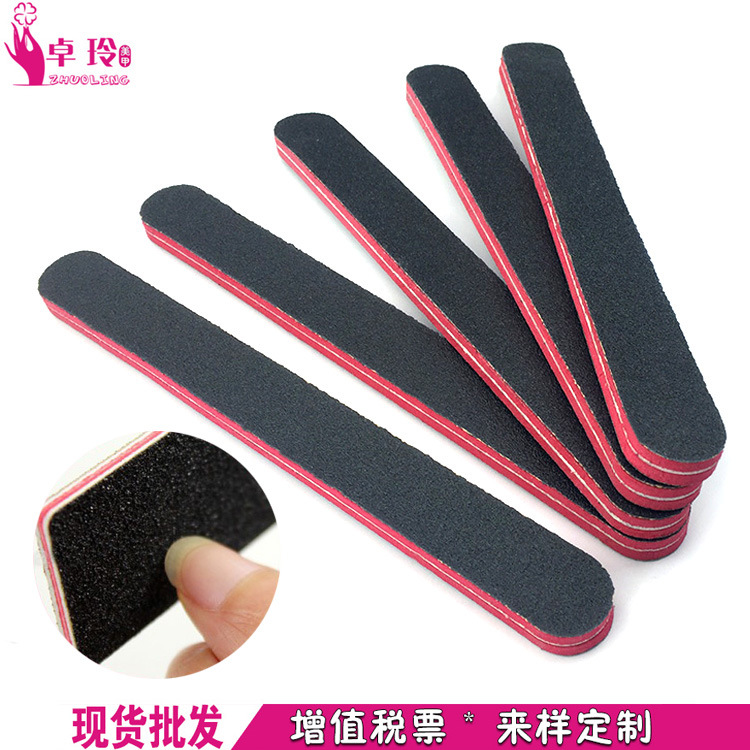 Fábrica de manicura súper gruesa lima de uñas corazón rojo esponja negro tira de molienda Súper resistente al desgaste tira de frotamiento al por mayor