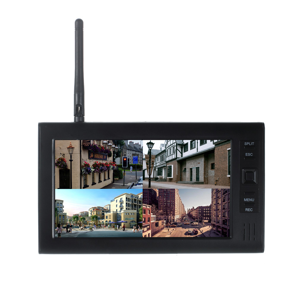 Shanyishida video de 7 pulgadas traje de monitoreo de cuatro imágenes cámara LCD monitoreo de seguridad inalámbrico dos cámaras