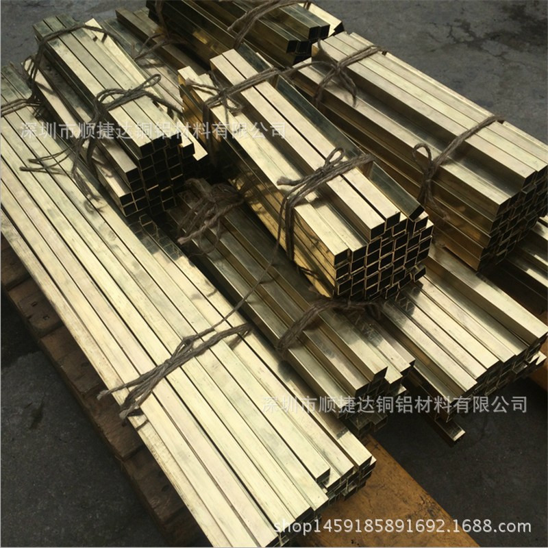 家具直角边黄铜方管 H63薄壁黄铜扁管 黄铜方管光亮无毛刺切割