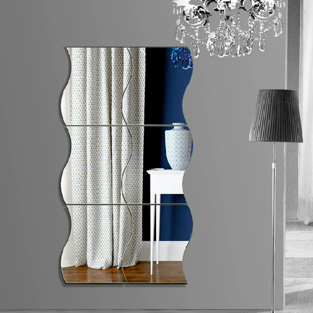 3D Mirror Wall Stickers, Mirror-Effect 3D Set, European Style, Handmade (Silver, Multiple Sizes)