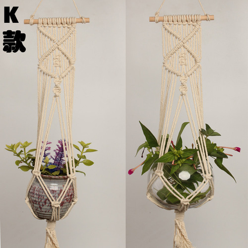 Horticulture green plant pots jute rope hanging nets pot hanging mesh baskets hanging baskets woven fine jute ropes