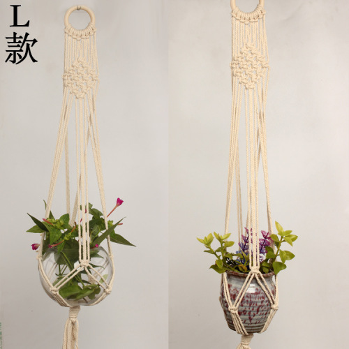 Horticulture green plant pots jute rope hanging nets pot hanging mesh baskets hanging baskets woven fine jute ropes