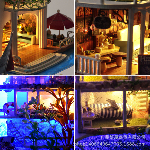 Cross-border Tianyu children's educational toys DIY early education hand-assembled plug-in large villa model wholesale