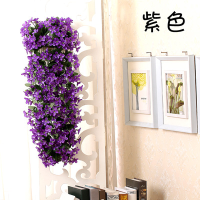Artificial violeta colgante de pared flor artificial decoración de la boda flor artificial colgante de Orquídea cesta colgante de flores balcón flor decorativa fábrica al por mayor