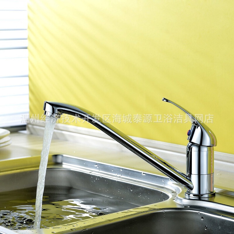 Long-term sales copper vertical sink faucet copper vegetable basin kitchen heating and cooling faucet sanitary ware wholesale