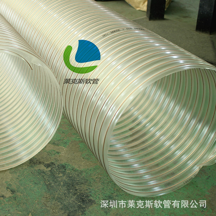 PU聚氨酯风管镀铜钢丝透明软管吸尘伸缩工业通风耐高温钢丝波纹管