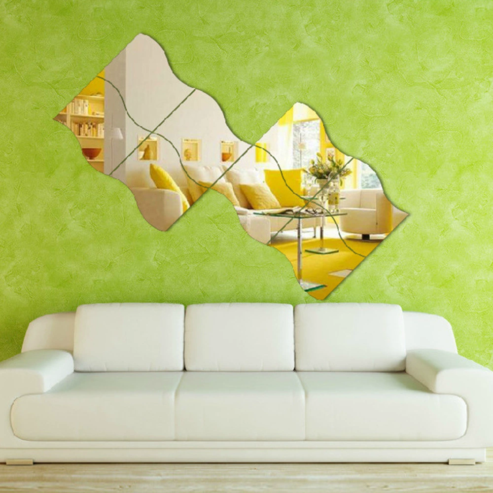3D Mirror Wall Stickers, Mirror-Effect 3D Set, European Style, Handmade (Silver, Multiple Sizes)