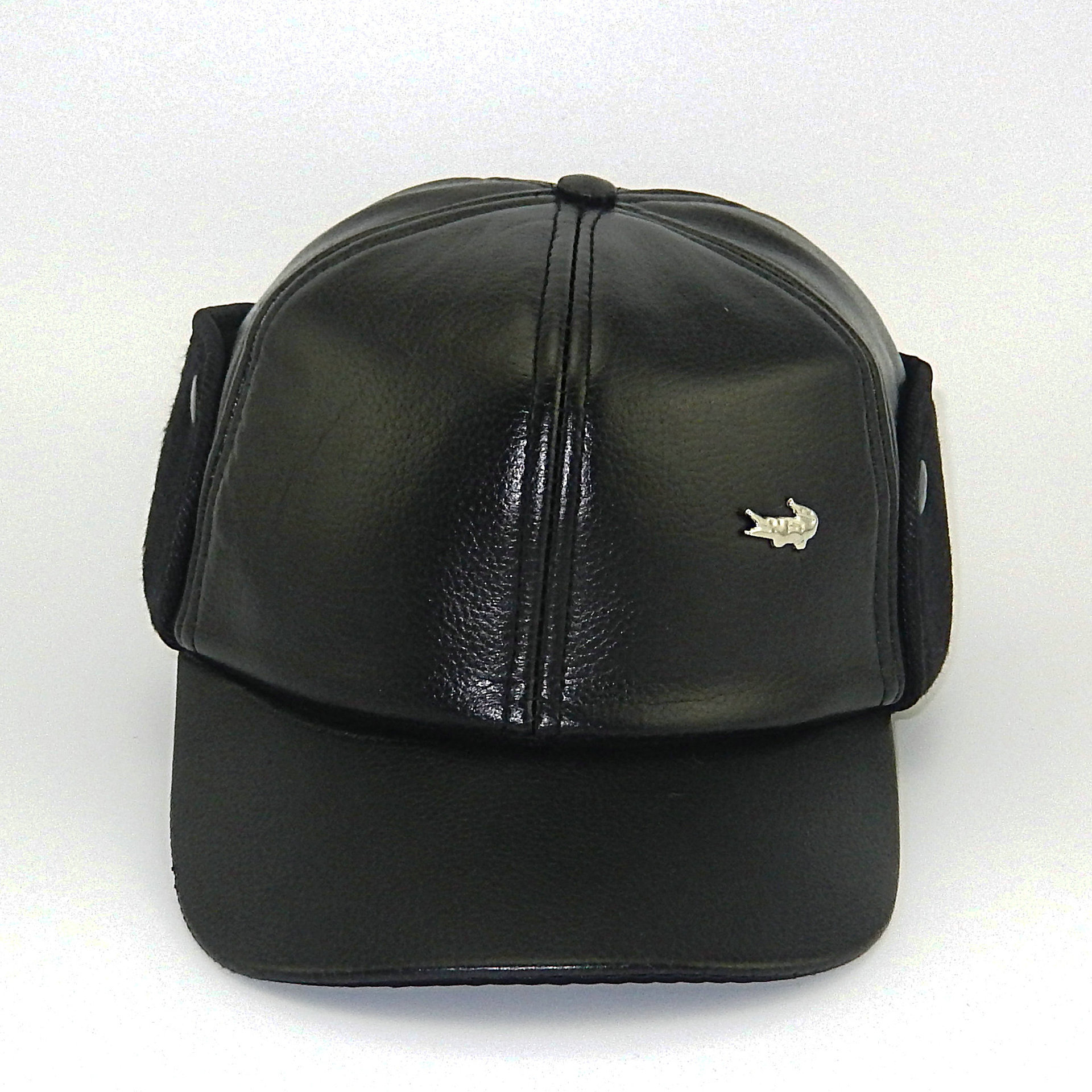 冬季男士休闲pu皮帽中老年护耳保暖鸭舌帽简约棒球帽大帽檐子防寒