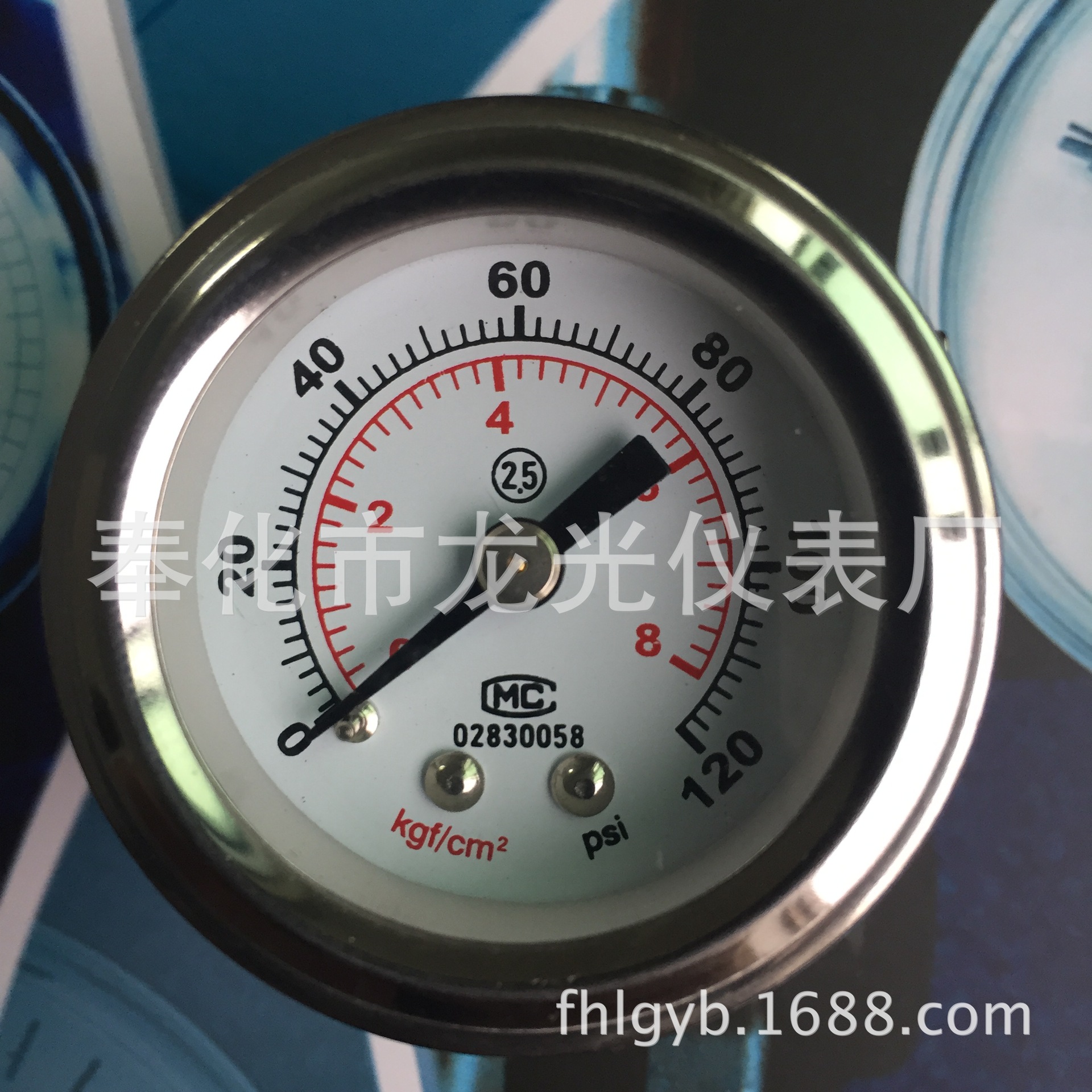 GU40带支架4kg/8kg玻璃面压力表喷涂机压力表，喷塑机压力表仪表