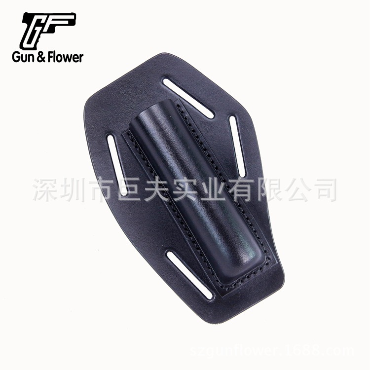 枪花甩棍套头层牛皮手工制作后侧两用棍套可选多种款式