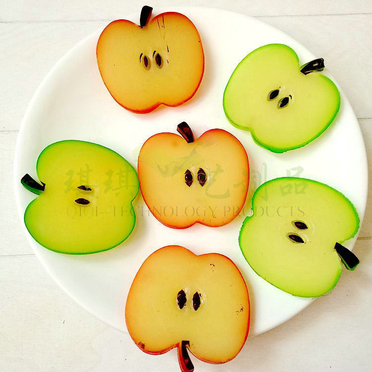 PVC Plastic Simulation Fruit Slice Little Green Apple Round Red…
