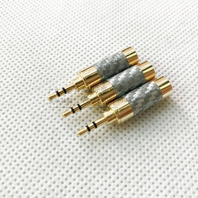 镀金银色碳纤2.5立体装配插头 2.5立体银色镀金碳纤插头