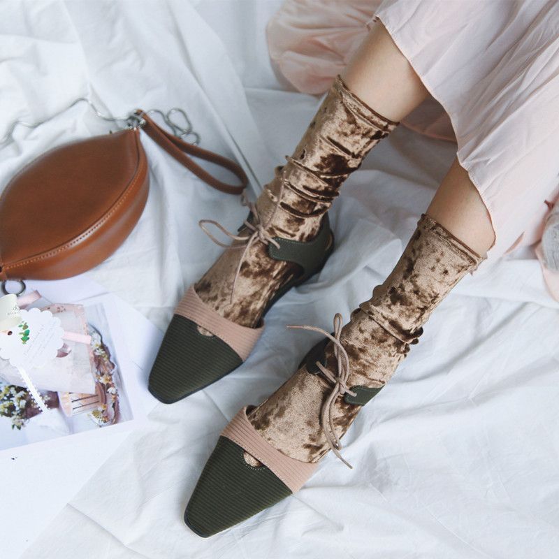 PATTKIN Demi-season fashionable velvet elastic shiny socks