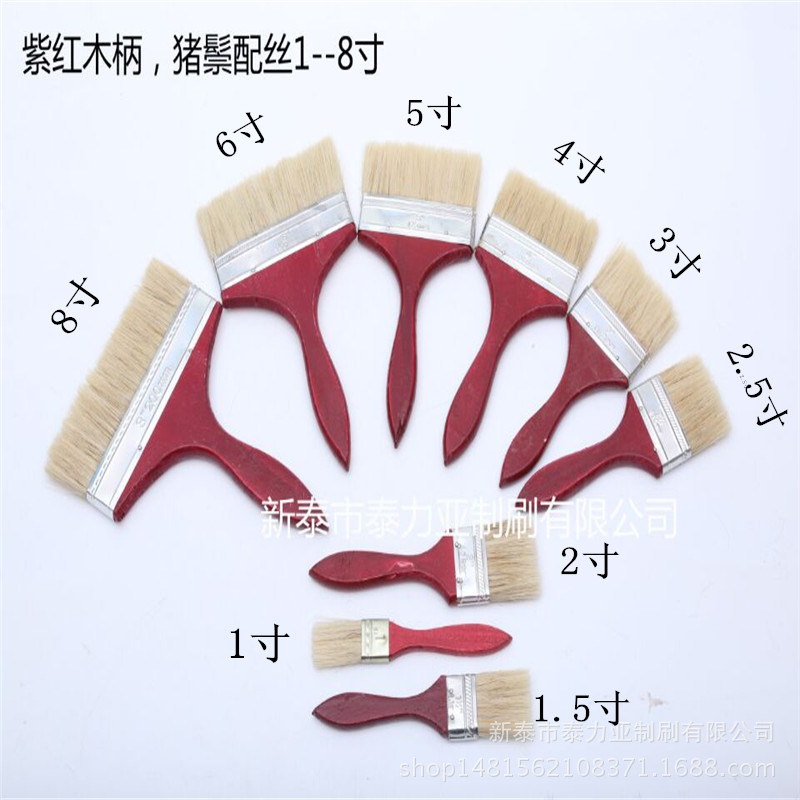 Rojo purpúrea mango de madera cerdo templo pintura cepillo estudiante acrílico gouache pintura sombreado cepillo mango largo arte pintura de la pared cepillo