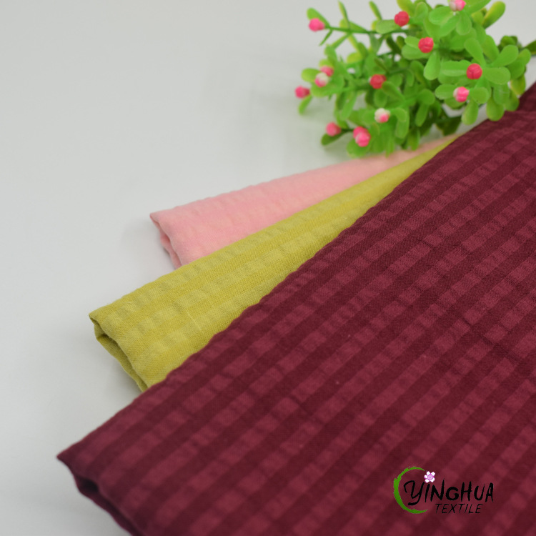 现货 砂洗粘棉条子格布料 小清新条子衬衫T恤裙子童装面料