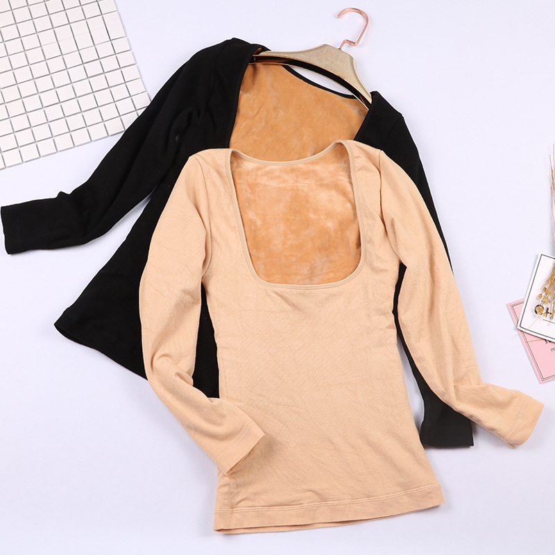 Thermal Underwear for Women, Fleece-Lined, Thickened, Double-Layer, Slim-Fit Vest, Tummy Control, Postpartum Nursing, Tummy Control, Thermal Top, Wholesale, Winter