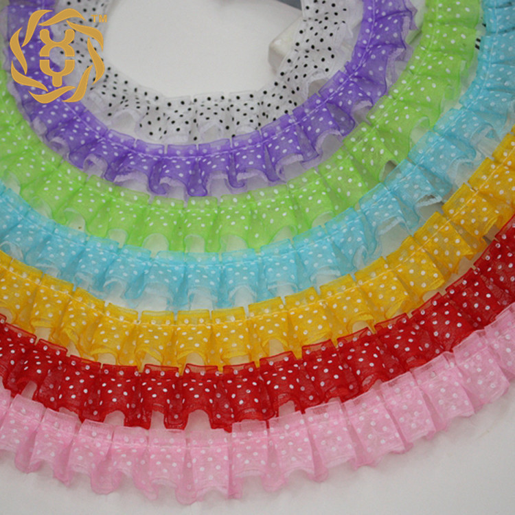 现货2.5cm印点纱带米字蕾丝diy娃娃玩具鞋帽褶皱饰品配件打折花边