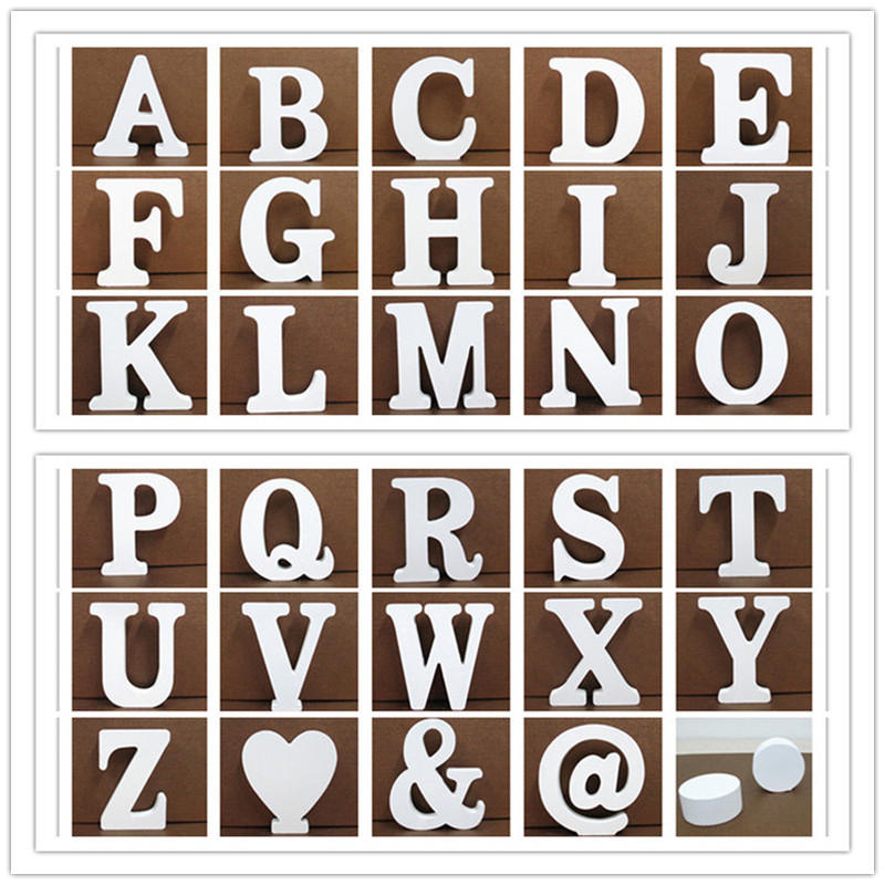 White Wooden English Alphanumeric Ornaments Home Wedding Decoration Photography Props Factory Direct Sales Ready Supply