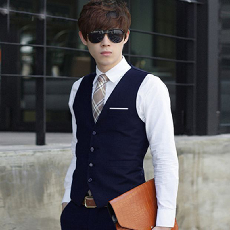 Men's Vest New Slim-fit Korean Men's Work Clothes Suit Vest Men's Best Man Business Wear Men's Vest
