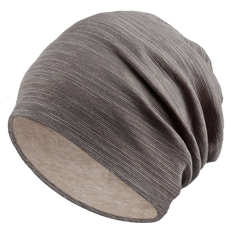 Men's and women's striped pullover cap spring and autumn thin turban cap Korean solid color pile cap breathable Baotou cloth cap factory