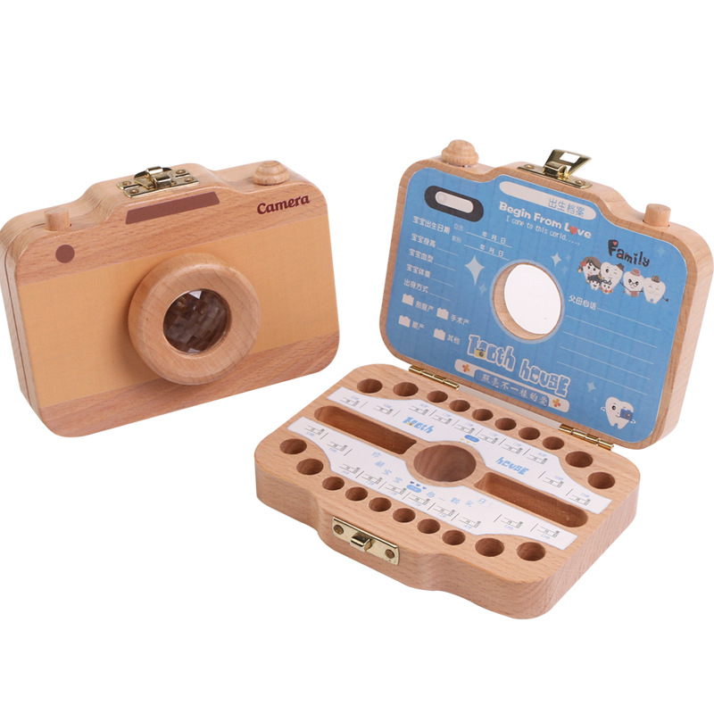 Caja de almacenamiento de dientes de leche de madera personalizada para niños, caja de recuerdos de dientes de bebé, caja de coleccionista de cabello de bebé
