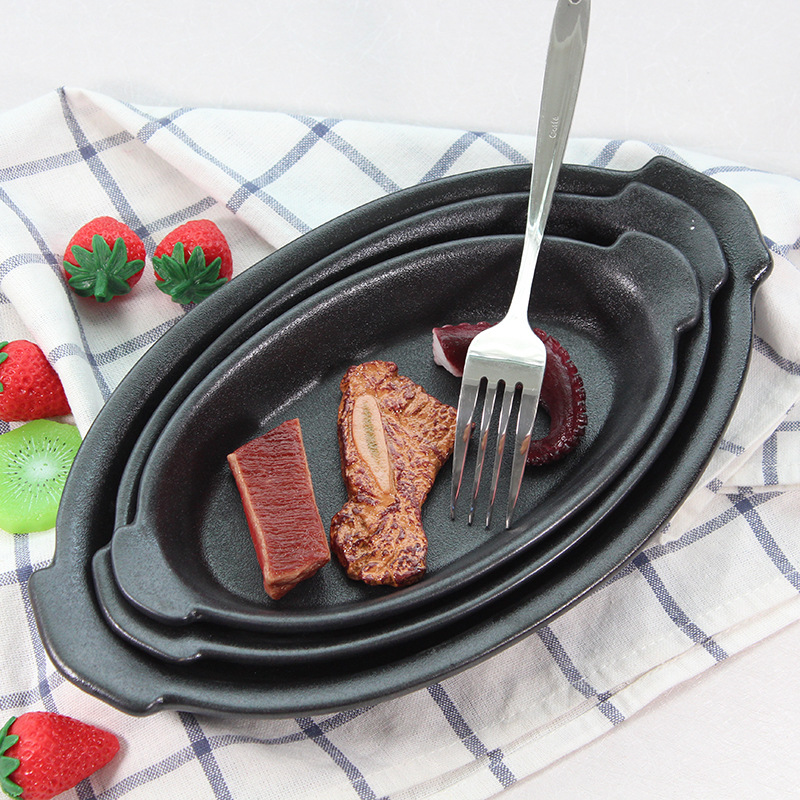 Negro mate esmerilado binaural Oval Pan horno para hornear pan