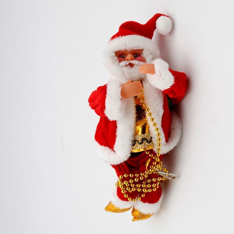 Casa e giardino Nuove decorazioni elettriche di Babbo Natale Creativi giocattoli di peluche di Babbo Natale che possono arrampicarsi sulle perline_voghion.com