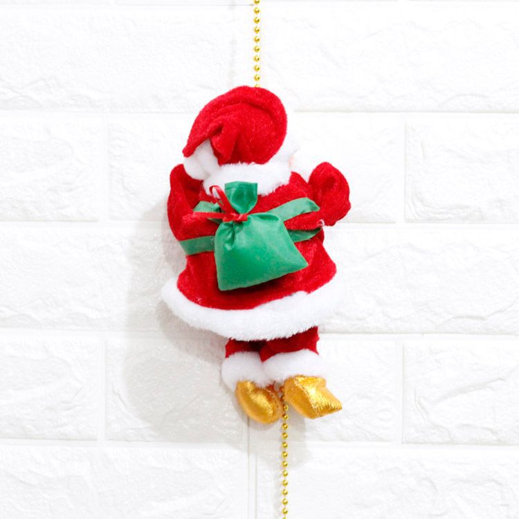 Casa e giardino Nuove decorazioni elettriche di Babbo Natale Creativi giocattoli di peluche di Babbo Natale che possono arrampicarsi sulle perline_voghion.com