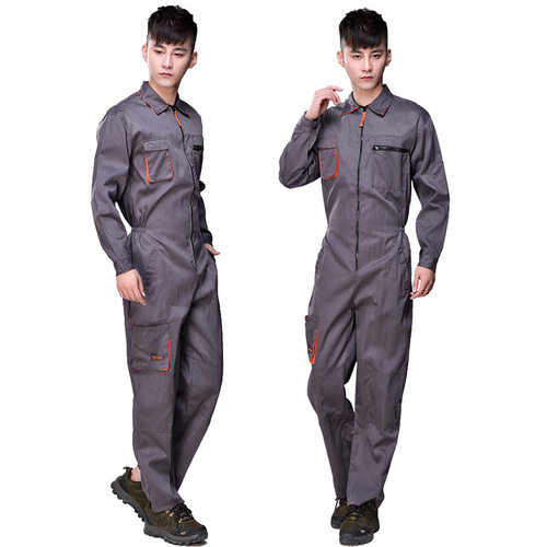 Korean-style multi-pocket utility workwear set, auto repair protective suit, one-piece harness pants, gray harness work pants