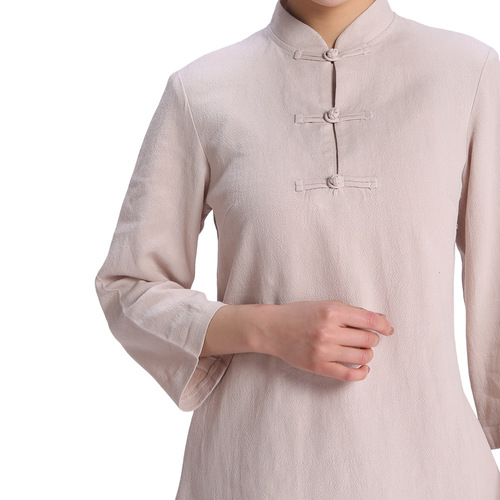 Spring and Autumn Thick and Generous Moxibustion Zen Tea Meditation Clothing, Seated and Yoga Wear Set for Women, Cotton and Linen Large Size Set 1009