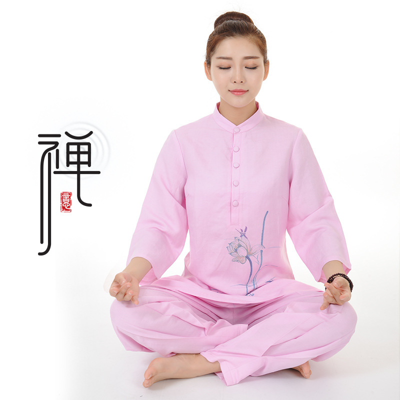 Factory direct sales of new products Xia Enghui linen yoga suit new meditation tea ceremony cotton linen Zen dance zither suit 1190