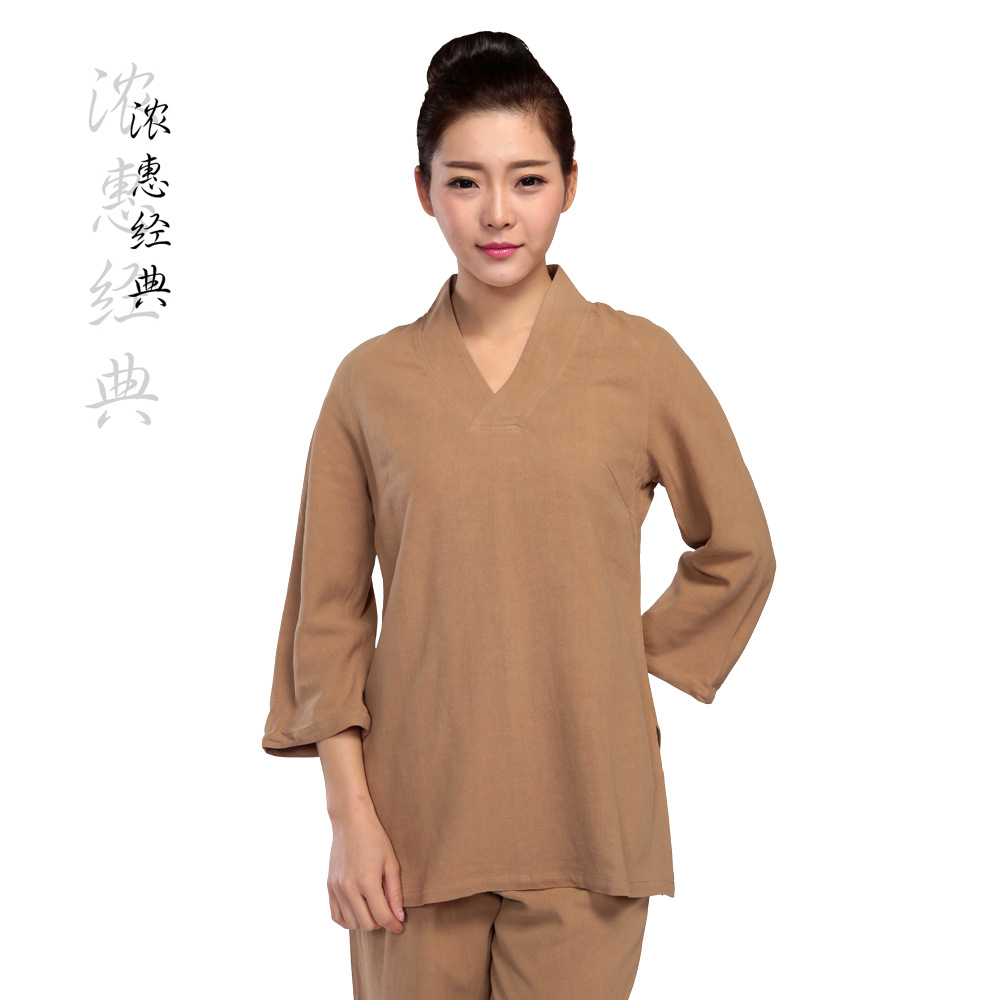 Spring and summer New thick cotton linen clothing yoga clothing Zen women's clothing Chinese clothing improved technician clothing large size n3411