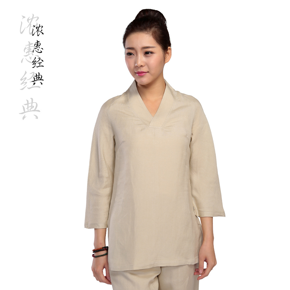 Spring and summer New thick cotton linen clothing yoga clothing Zen women's clothing Chinese clothing improved technician clothing large size n3411