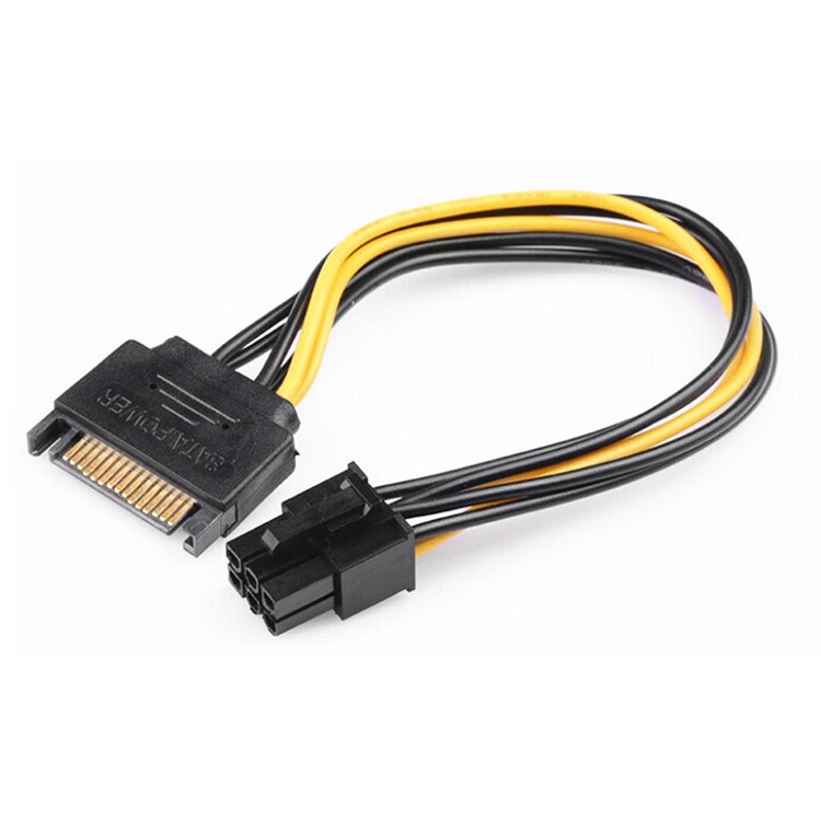 Wholesale SATA power 15p to 6P graphics card reverse power adapter 15-pin 6PIN graphics card power cord