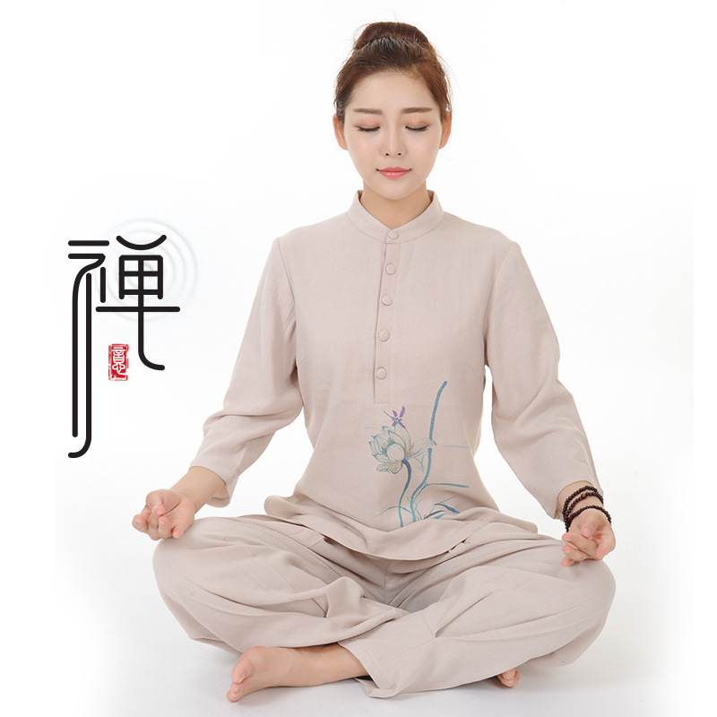 Factory direct sales of new products Xia Enghui linen yoga suit new meditation tea ceremony cotton linen Zen dance zither suit 1190