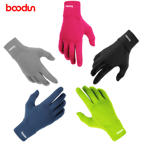 BOODUN sports gloves cross-country outdoor running football training full-finger anti-slip fine velvet warm touch screen thin autumn