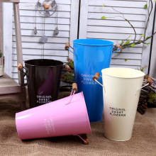 室内花店装饰花器 复古铁皮防水鲜花花桶干花桶 抱抱桶铁艺醒花桶