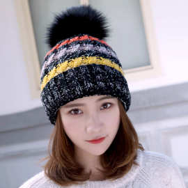 热销韩国混色毛线帽加厚保暖冬季帽子女韩版潮冬天淘宝超火针织帽
