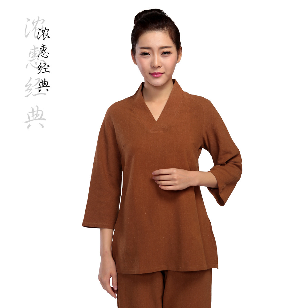 Spring and summer New thick cotton linen clothing yoga clothing Zen women's clothing Chinese clothing improved technician clothing large size n3411