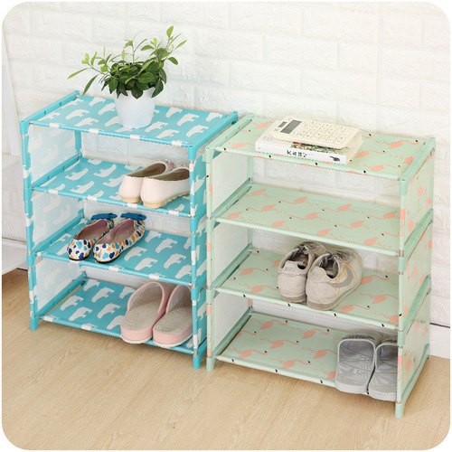 2018 small fresh cloth shoe rack Oxford cloth simple shoe rack dormitory multi-layer storage shoe rack drop shipping