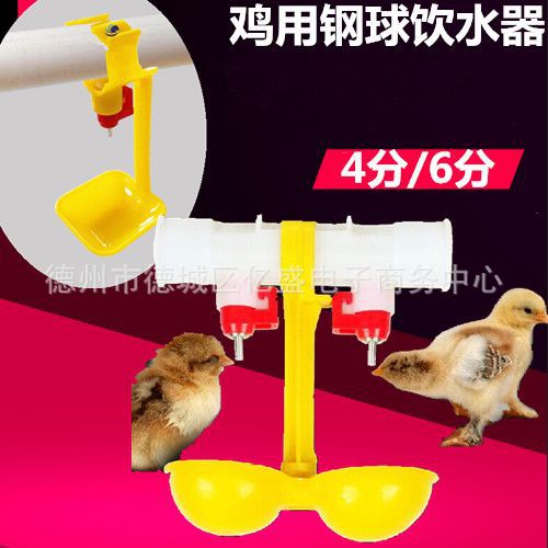 鸡用饮水器 钢球连体一体吊杯双乳头鸡双碗吊杯 鸡用养殖设备用品