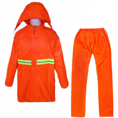 Yikelai polyester pvc Orange Noctilucent Safety Highway Conserve Sanitation double-deck Rainproof suit Raincoat