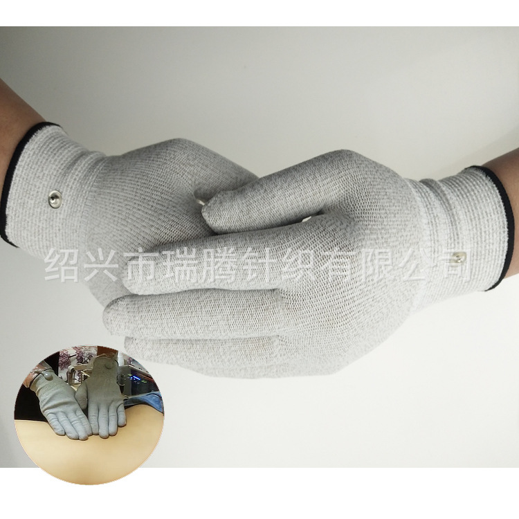 Venta al por mayor fisioterapia fibra de plata antibacteriano DDS instrumento de fisioterapia belleza cuidado de la salud pulso conductor electroterapia masaje electrodo guantes