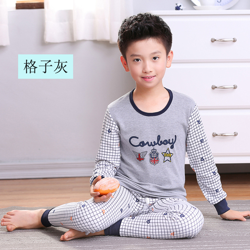 Oferta especial venta al por mayor venta directa de fábrica ropa interior de algodón para niños traje medio y grande ropa de otoño para niños pantalones largos conjunto de algodón para niños